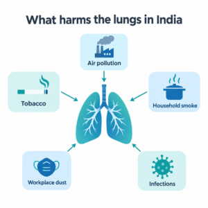 Infographic of the main causes of respiratory disease in India